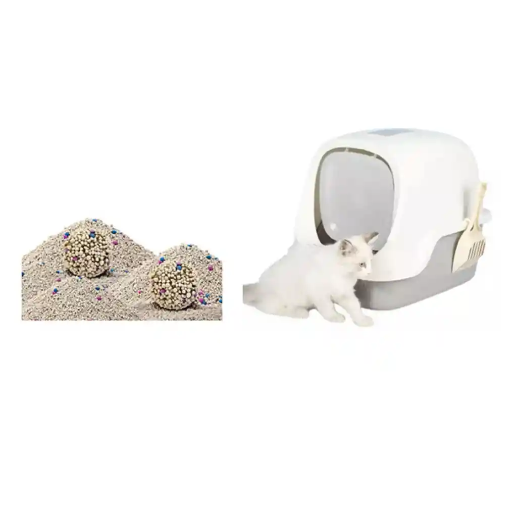 Baño Arenero Con Filtro Mas 6 Kg Arena Gris