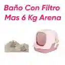 Baño Arenero Con Filtro Mas 6 Kg Arena Rosado