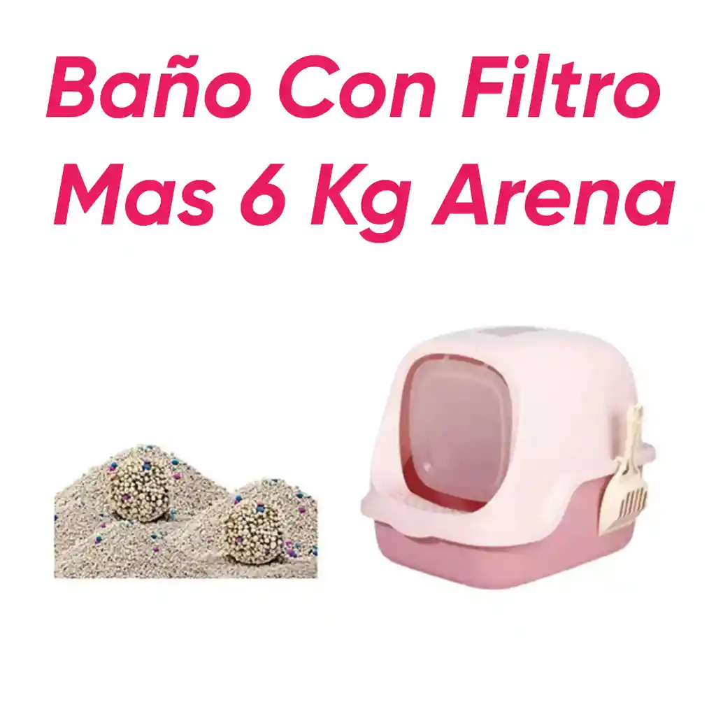 Baño Arenero Con Filtro Mas 6 Kg Arena Rosado