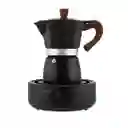 Cafetera Italiana Moka Con Base Calentadora Negra