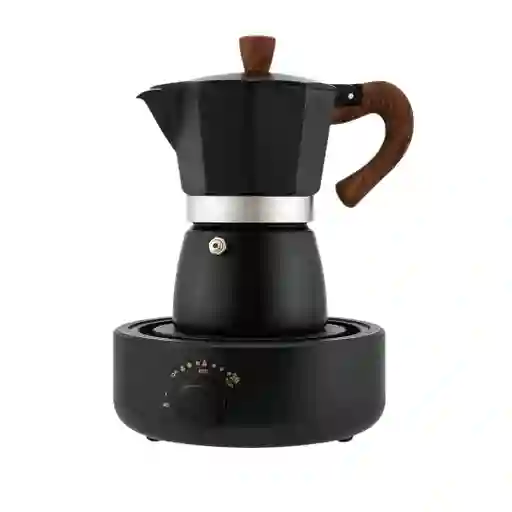 Cafetera Italiana Moka Con Base Calentadora Negra