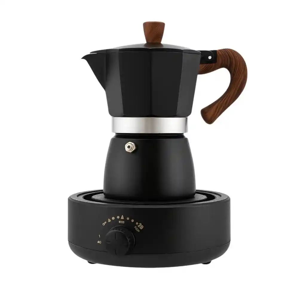 Cafetera Italiana Moka Con Base Calentadora Negra