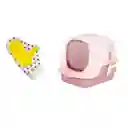 Baño Arenero Con Filtro Más Guante Masajeador Rosado