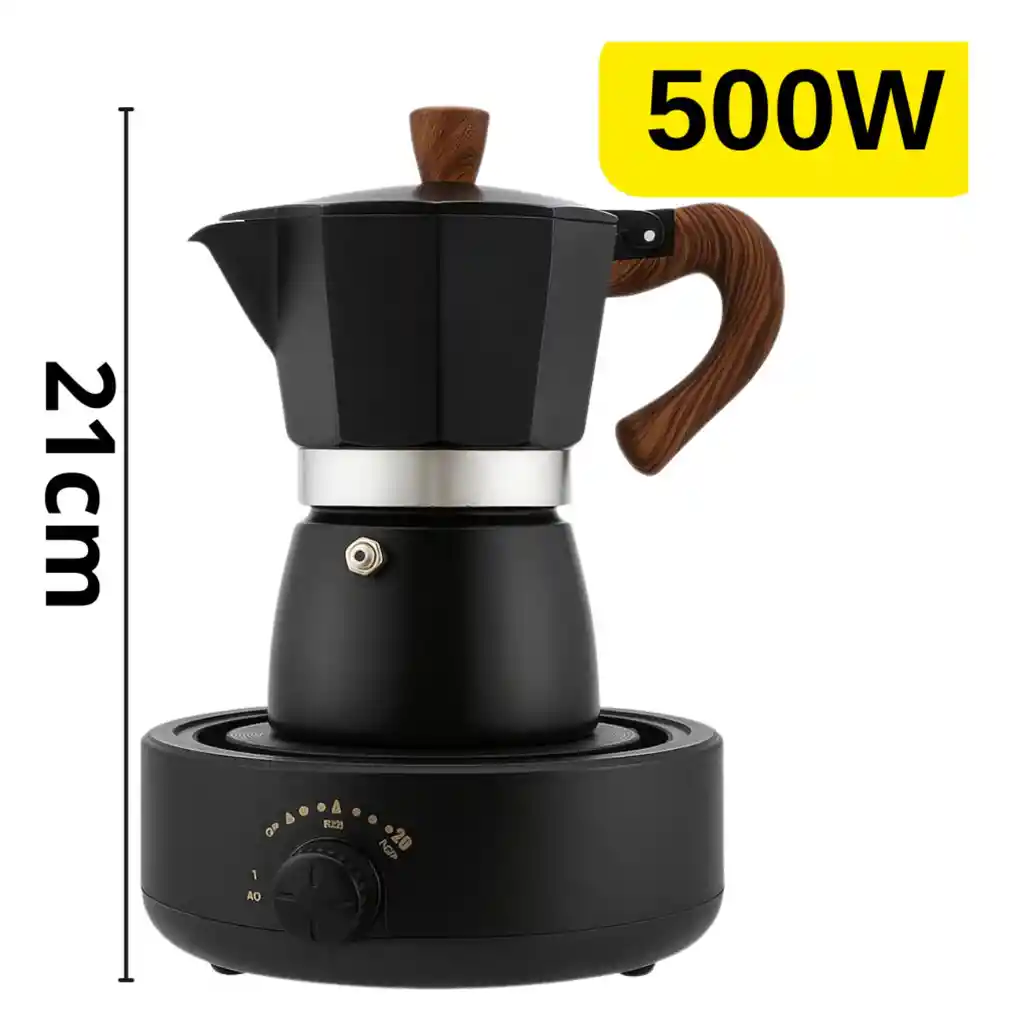 Cafetera Italiana Moka Con Base Calentadora Negra