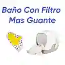 Baño Arenero Con Filtro Más Guante Masajeadorgris