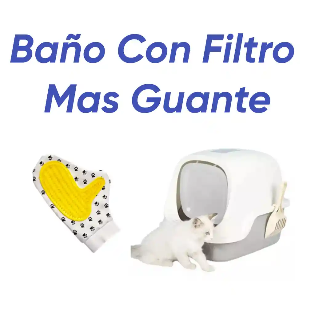 Baño Arenero Con Filtro Más Guante Masajeadorgris