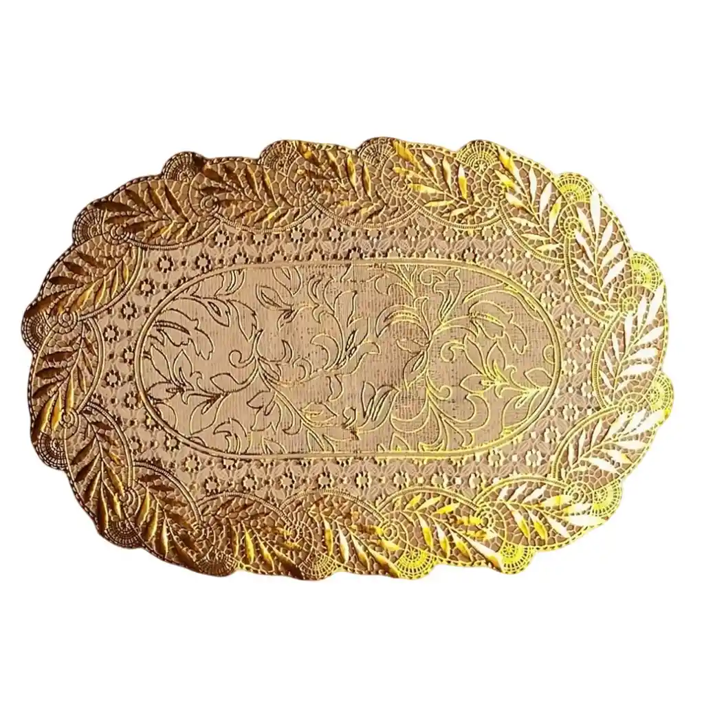 Individual Carpeta Lujo Punta Redonda Set X6 Dorado