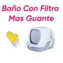 Baño Arenero Con Filtro Más Guante Masajeador Celeste