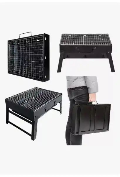 Parrilla Asador De Carbón Plegable Mini Portátil Aire Libre 36x29cm