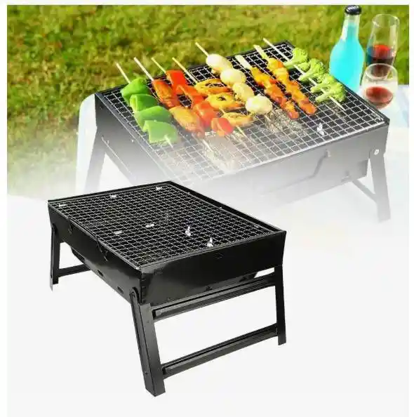 Parrilla Asador De Carbón Plegable Mini Portátil Aire Libre 36x29cm