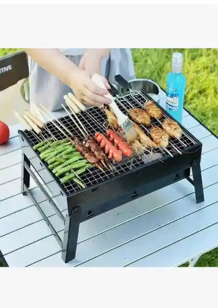 Parrilla Asador De Carbón Plegable Mini Portátil Aire Libre 36x29cm