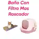 Baño Arenero Con Filtro Más Rascador Ondas Rosado
