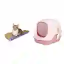 Baño Arenero Con Filtro Más Rascador Ondas Rosado