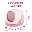 Baño Arenero Con Filtro Más Rascador Ondas Rosado