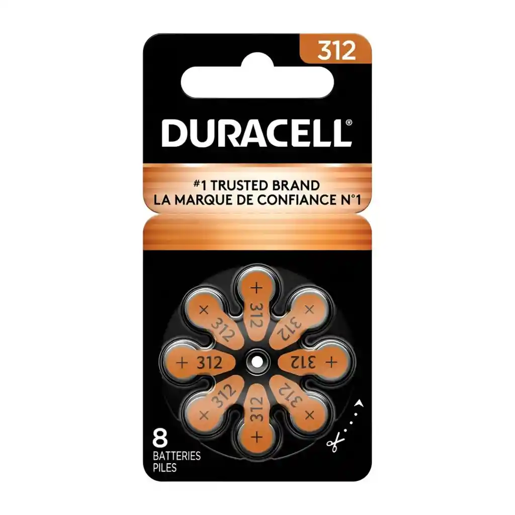 Pilas Audífonos Bateria 312 Duracell X8 Unidades