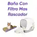 Baño Arenero Con Filtro Más Rascador Ondas Gris