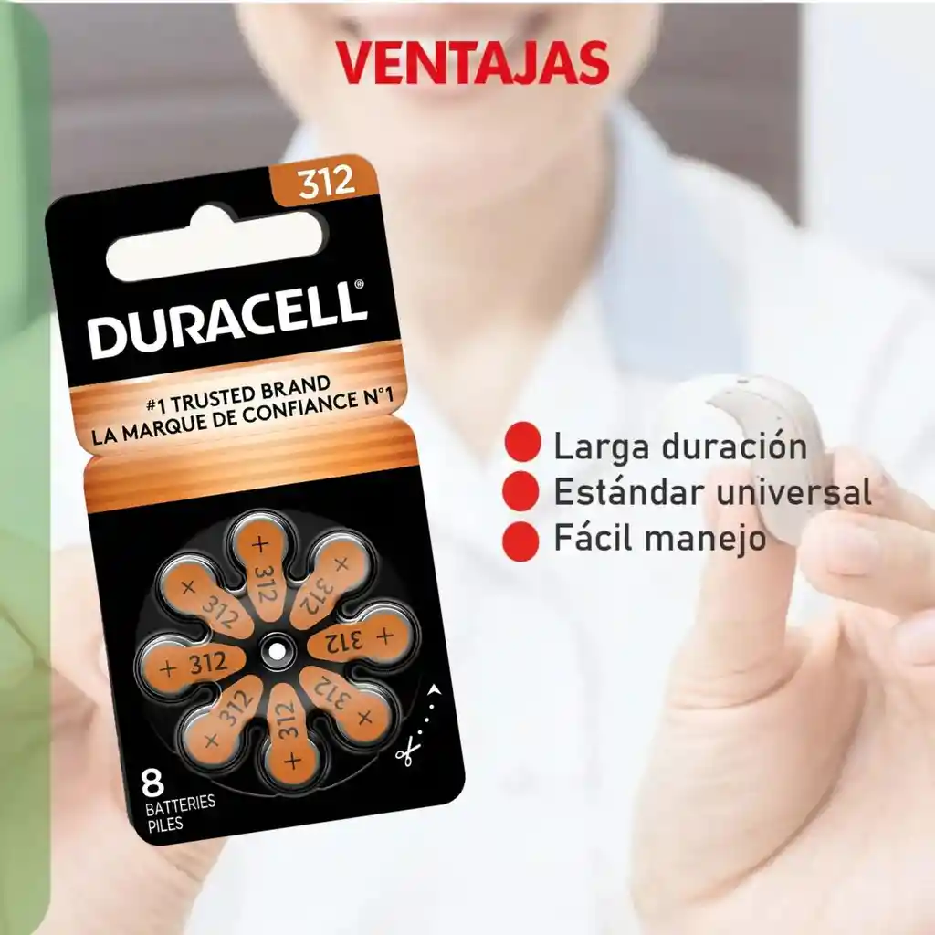 Pilas Audifonos Bateria 312 Duracell 40 Unidades