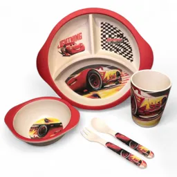 Set Vajilla Para Bebes Niños Bambu 5 Piezas