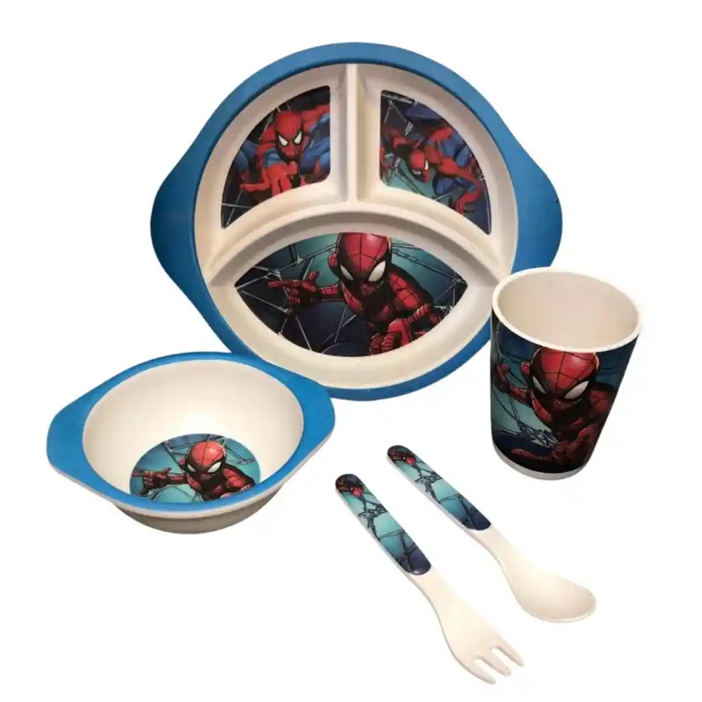 Set Vajilla Para Bebes Niños Bambu 5 Piezas