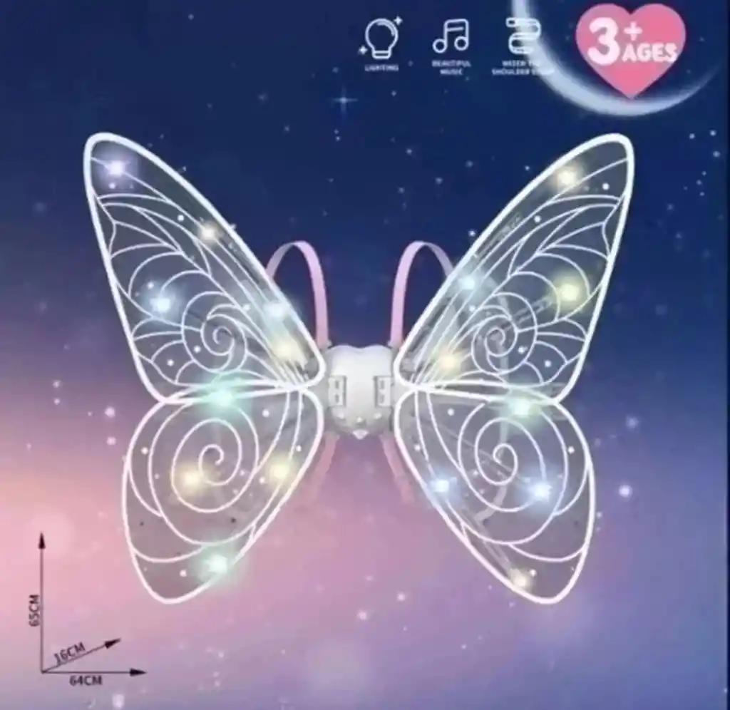 Alas Luces Led Con Movimiento Para Niña Hada Mariposa