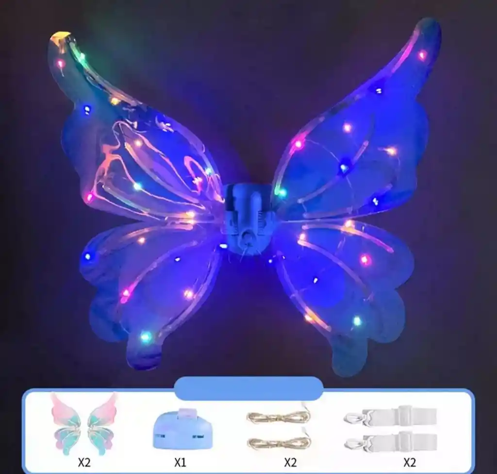 Alas Luces Led Con Movimiento Para Niña Hada Mariposa