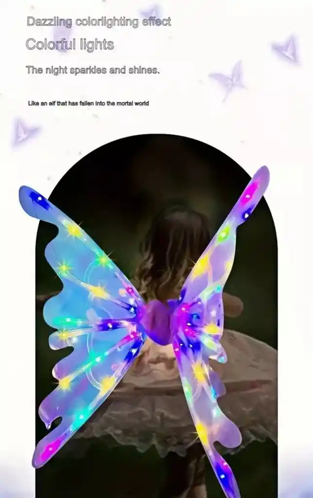 Alas Luces Led Con Movimiento Para Niña Hada Mariposa