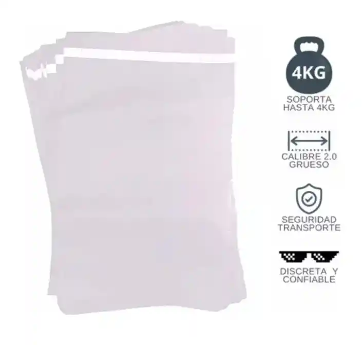 100 Bolsas Blancas Seguridad 30x40 Lisas Mensajeria Ecommerc