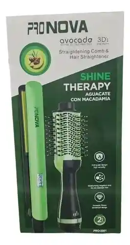 Combo Pro Nova Aguacate – Plancha Con Control Digital + Cepillo Secador De Doble Velocidad Pro-2501