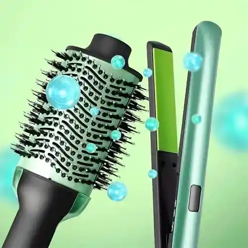 Combo Pro Nova Aguacate – Plancha Con Control Digital + Cepillo Secador De Doble Velocidad Pro-2501