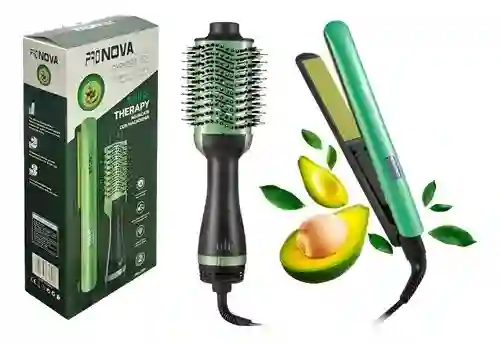 Combo Pro Nova Aguacate – Plancha Con Control Digital + Cepillo Secador De Doble Velocidad Pro-2501
