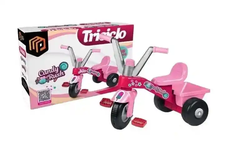 Juguete Triciclo Candy Rush Con Canastilla Trasera Niños