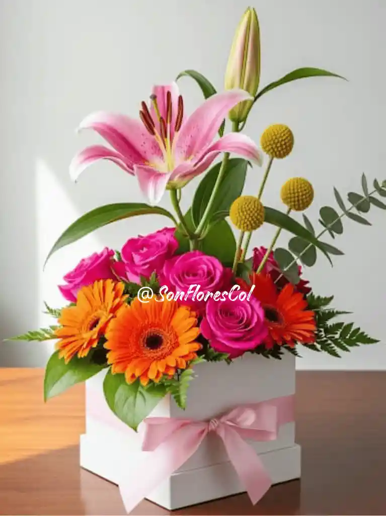 Regalo Radiante(lirio, Rosas, Gerberas)