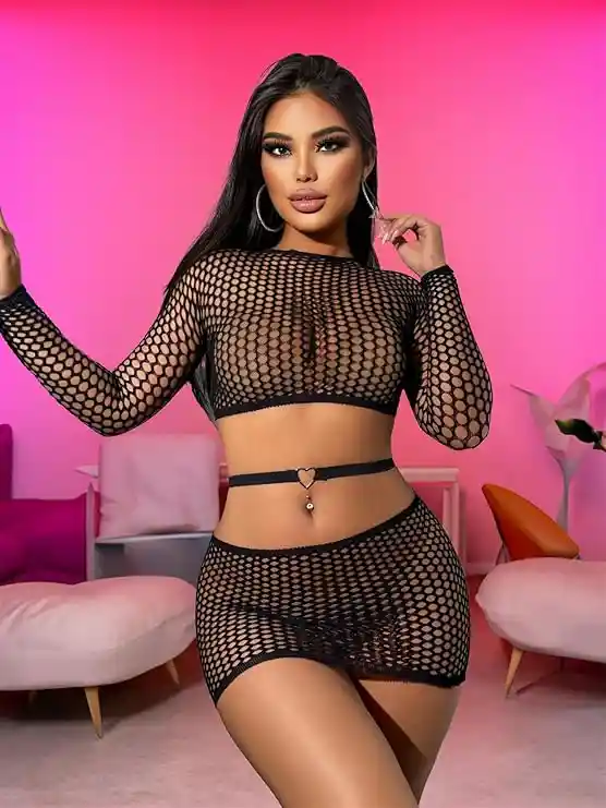 Lencería De Malla Para Mujer, Lencería Sexy De Malla