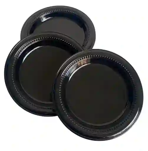 Platos Plásticos Negros 15 Cms Paqx15, Platos Ponque