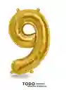 Globo Numero 9 Metalizado Dorado 40 Pulgadas