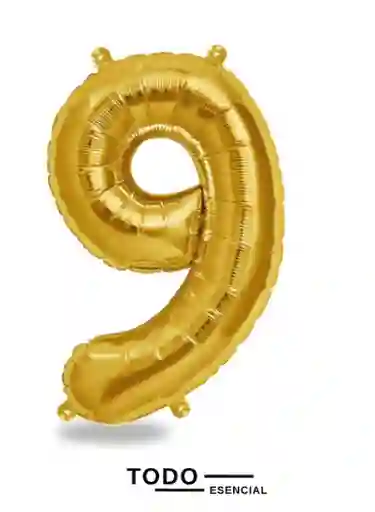 Globo Numero 9 Metalizado Dorado 40 Pulgadas