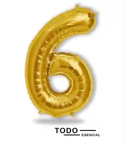 Globo Numero 6 Metalizado Dorado 40 Pulgadas