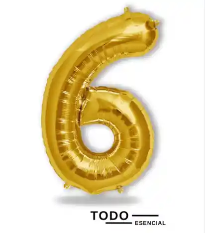 Globo Numero 6 Metalizado Dorado 40 Pulgadas
