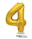 Globo Numero 4 Metalizado Dorado 40 Pulgadas