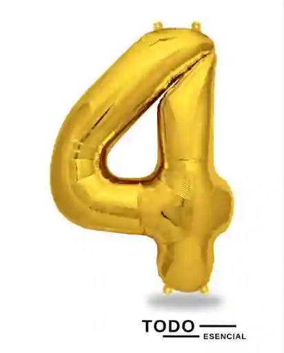 Globo Numero 4 Metalizado Dorado 40 Pulgadas