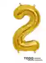 Globo Numero 2 Metalizado Dorado 40 Pulgadas