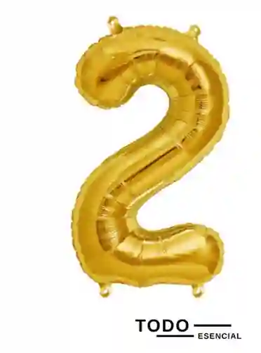 Globo Numero 2 Metalizado Dorado 40 Pulgadas