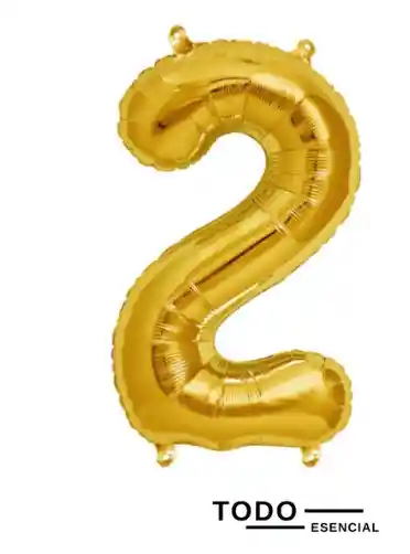 Globo Numero 2 Metalizado Dorado 40 Pulgadas