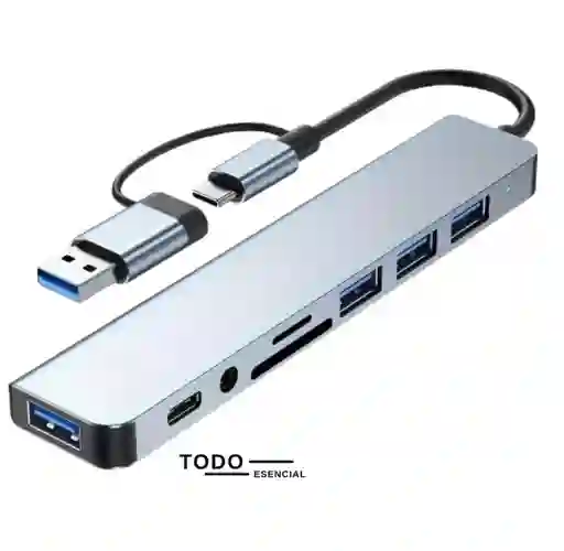 Adaptador 8 En 1 Multipuerto Con Audio Y Sd/micro Sd
