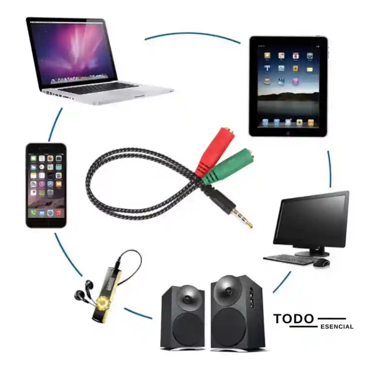 Convertidor Audio Micrófono 2 A 1 De 3.5mm