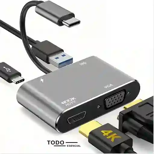 Adaptador Tipo C A Vga, Hdmi, Usb Y Tipo C