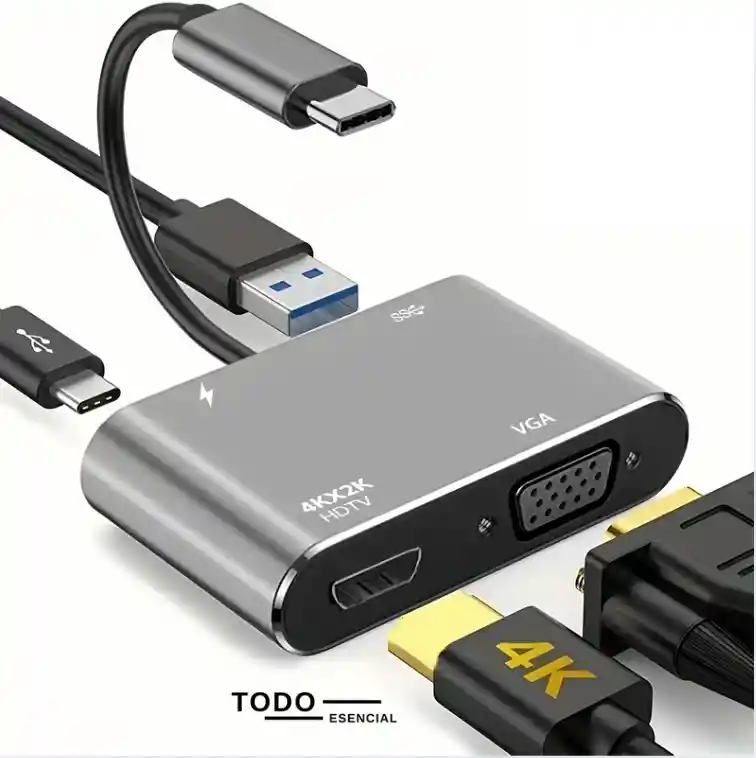 Adaptador Tipo C A Vga, Hdmi, Usb Y Tipo C