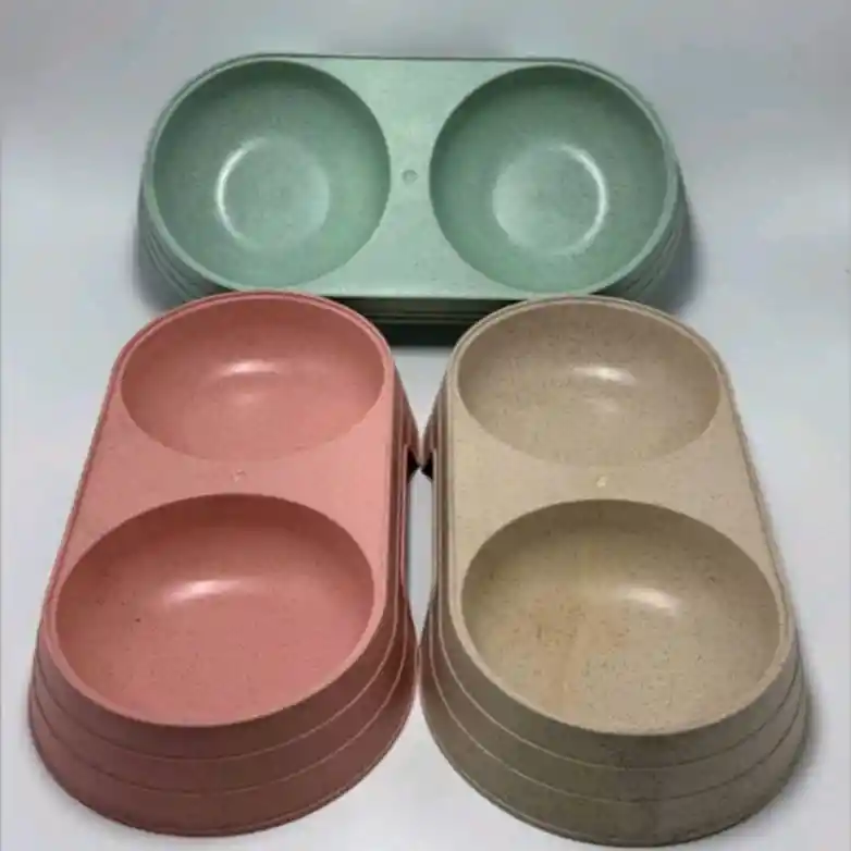 Comedero Doble Sencillo Pequeño Para Mascotas