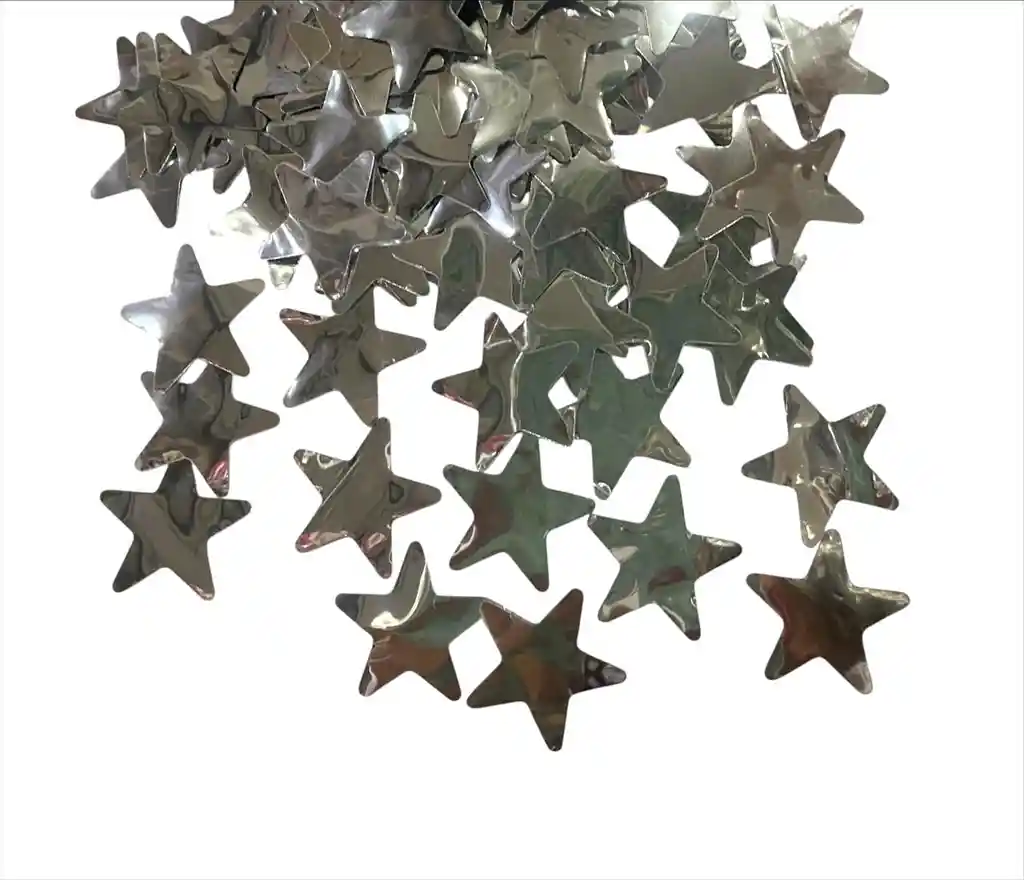 Confeti Metalizado Estrella Plateado Madres