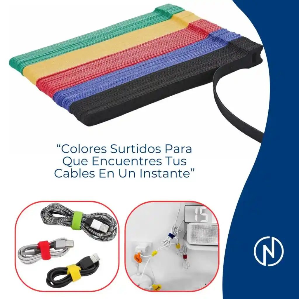Velcro Para Cables Organizador Reutilizable Multiusos